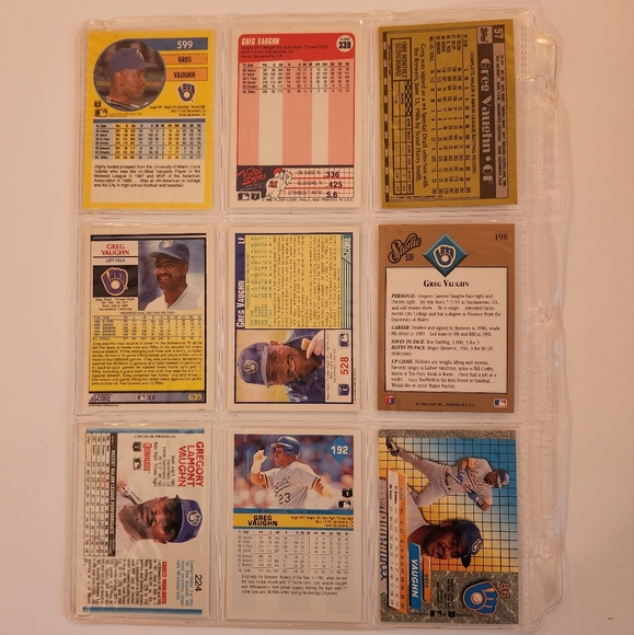 Greg Vaughn baseball cards lot of 9 - Picture 2 of 2